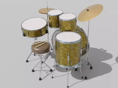 3D DRUM SET LOW POLY - PBR Low-poly 3D model