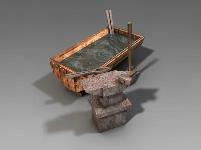 Anvil with hammer  Low-poly 3D model