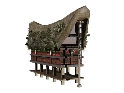 Tongkonan House Indonesian Torajan Traditional House in Sulawesi Low-poly 3D model