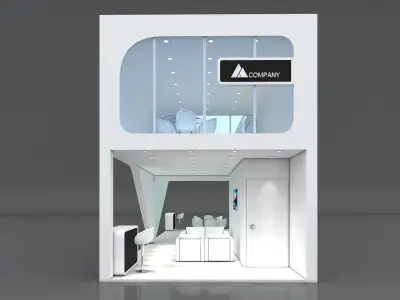 Exhibition Booth Stand Stall 12x4m Height 500 cm 3 Side Open 3D model