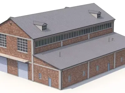 Brick Industrial Building 35 PBR Low-poly 3D model