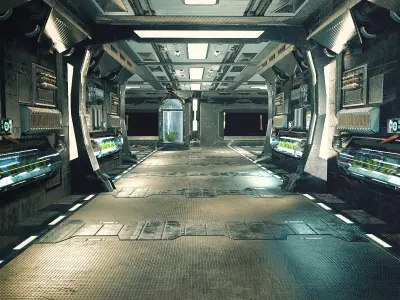 Sci Fi Corridor Lab Low-poly 3D model