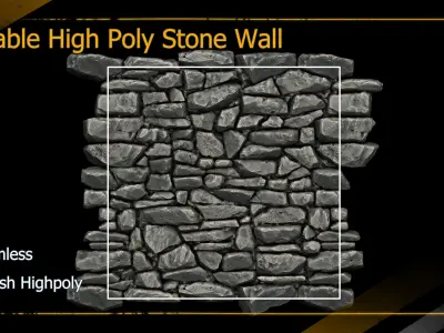 Tileable Stone Wall High Poly for Seamless Texture 3D model