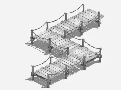 Iron Cable - Wooden Bridge 069 3D model