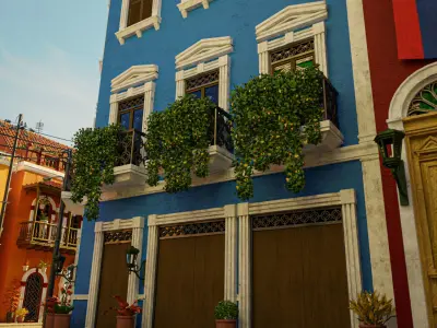 SOUTH AMERICAN BUILDING 007 Low-poly 3D model