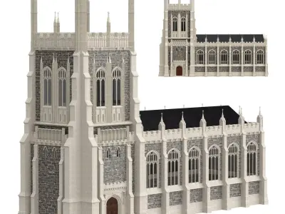 Cathedral Chapel neo-gothic style 2 3D model