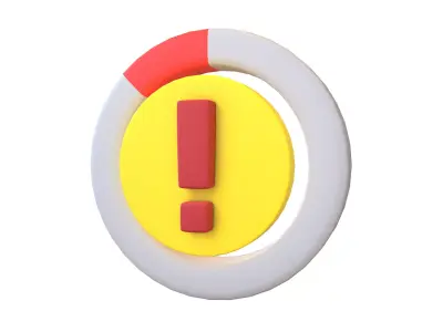 Battery Circle with Exclamation Mark Symbol v1 006 Low-poly 3D model