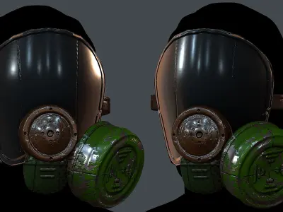 Gas mask helmet 3d model scifi Low-poly  Low-poly 3D model