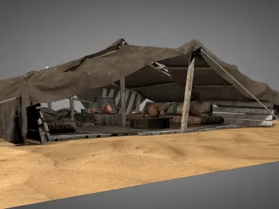 Bedouin Desert Tent v5 3D model