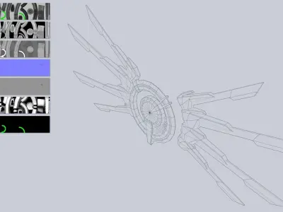 Sci fi wings Low-poly 3D model