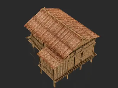 Bamboo House 6 - Jungle Hut 3D model