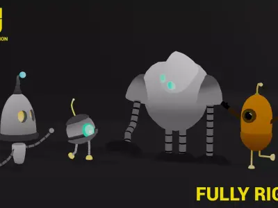 Robots Low-poly Rigged and textured Low-poly 3D model