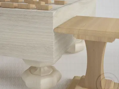 Chess Japanese Shogi - 2 engraved - traditional 3D model