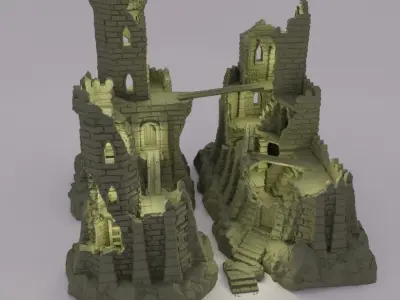 Ruined Desert Outpost Tabletop Terrain 28 MM 3D print model