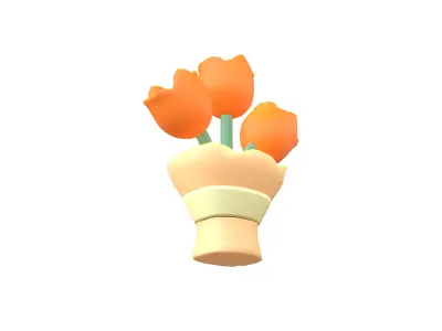 Flower Bouquet Icon v1 004 Low-poly 3D model
