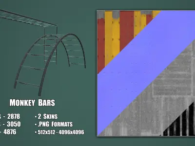 Collection of 15 Painted Playground Items 3D Model Pack