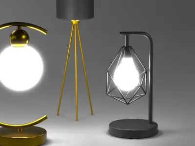 Lamps with glow light 3D model