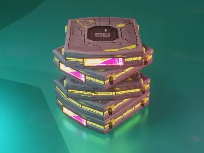 Modular Stylized Cyberpunk Building 3 Low-poly 3D model