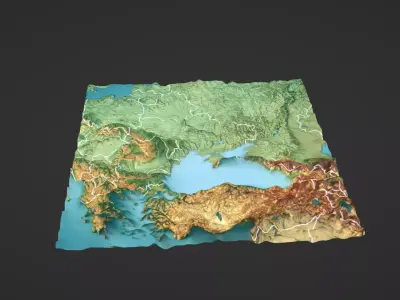 Ukraine Black Sea Map Topography Low-poly 3D model