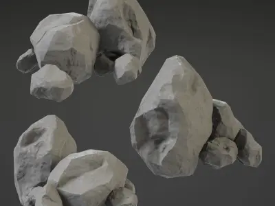 Stone Middle Small Low-poly 3D model