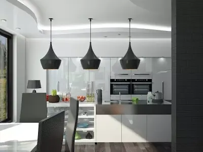 Kitchen Dining And Living Room 3D model