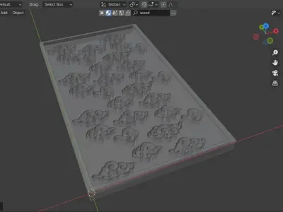 Wood Engravings Oriental Clouds Pattern Panel Free 3D model