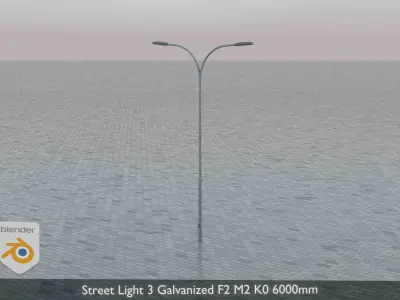 Street Light 3 Galvanized F2 M2 K0 6000mm Low-poly 3D model