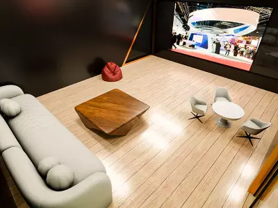 Futuristic Display Booth with Lighting Setup Blender 3D Model 3D model