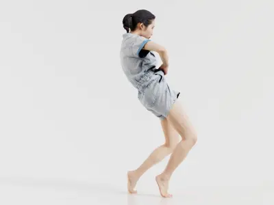 Asian Woman Wearing Light Blue Jeans 014 Low-poly 3D model