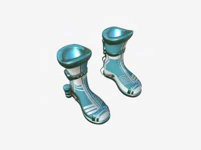 SciFi Boots A07 White Blue - Character Design Fashion Low-poly 3D model