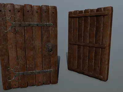 doors set of wooden Low-poly 3D model