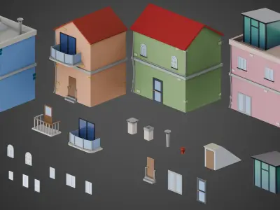 City Buildings Low-poly 3D model