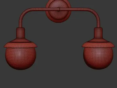 Double metal wall lantern 3D model
