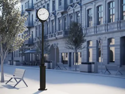 Street clock with a white dial 3D model