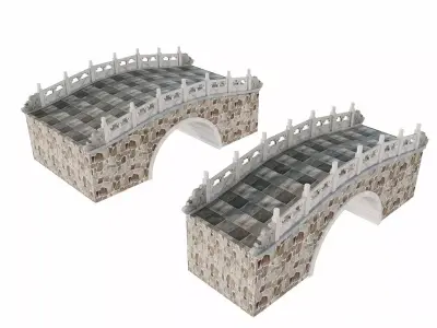 Japan Stone Arch Bridge Pack 3D model