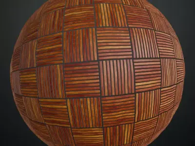 Basketweave Reed Wall Panel PBR Seamless Texture