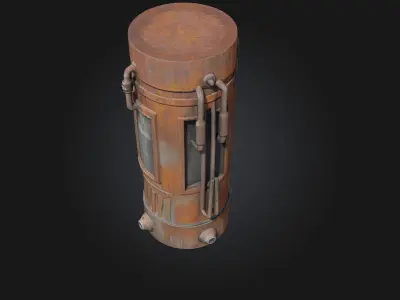 Rusty Stasis Chamber  A Forgotten Capsule from a Dystopian Past 3D model