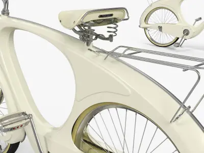  Spacelander Retro Cruiser Bike Cream Rigged for Maya 