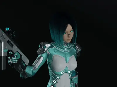 Sci-Fi Girl Game Ready Model Low-poly 3D model