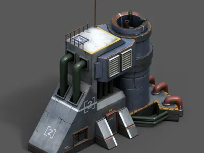 Scifi exterior skyscraper cityscape futuristic technology  Low-poly 3D model