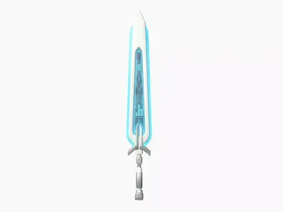 SciFi Sword B02 White Blue - Sci Fi Weapon Design Low-poly 3D model