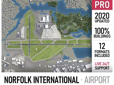 Norfolk International Airport - ORF Low-poly 3D model