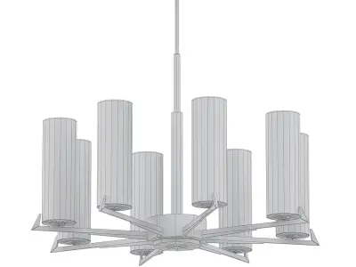 SL031 modern chandelier with brass and shades 3D model