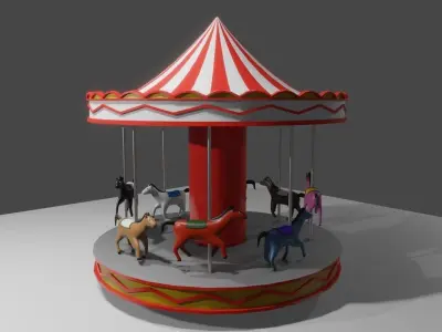 Carousel - Amusement Park - Carrossel Low-poly 3D model