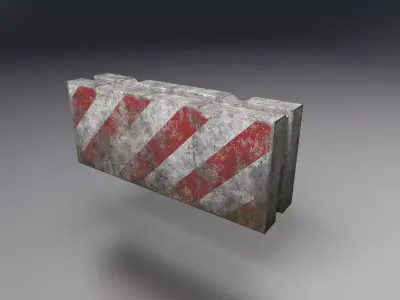 Concrete block restricting traffic PBR low-poly game ready Low-poly 3D model