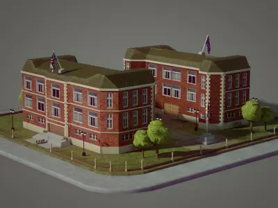 Lowpoly British School Low-poly 3D model