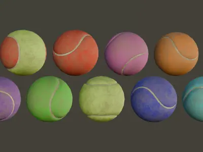 Colorful Dirty Tennis Balls Low-poly 3D model