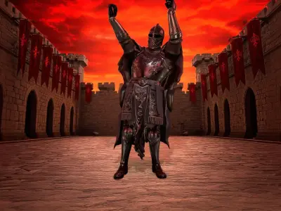 medieval knight dark armor Low-poly 3D model