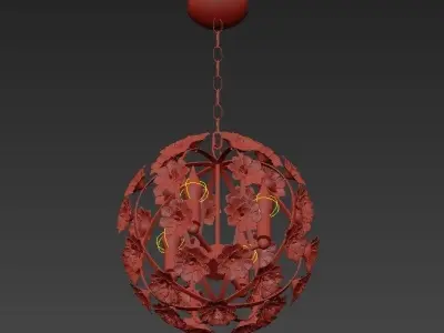 Ceramic Flower Pendant Light 3D model