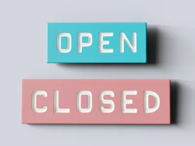 Signboard Open and Closed Low-poly 3D model